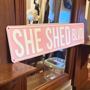 Pink 'She Shed Blvd' Decorative Tin Sign